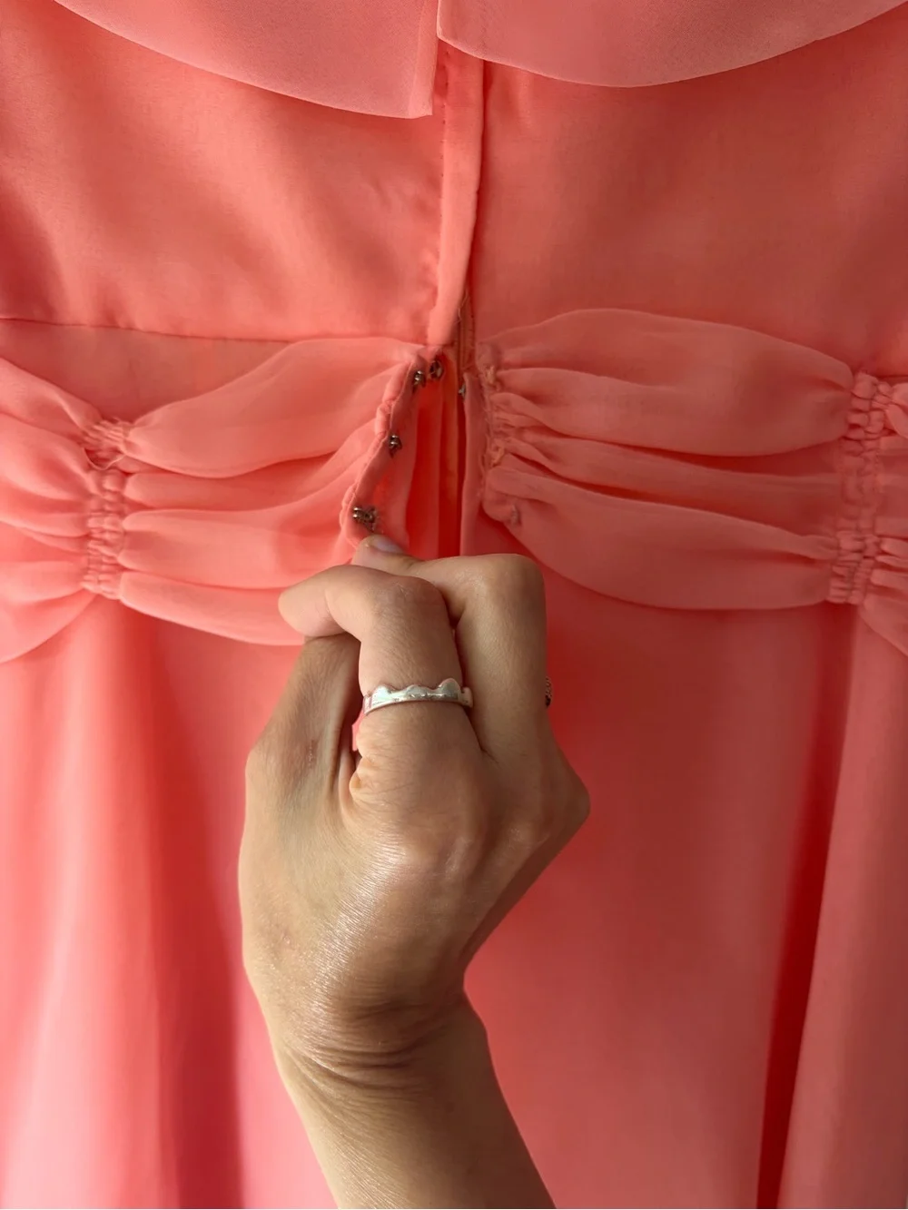 Women's Coral Pink Chiffon A-Line Dress